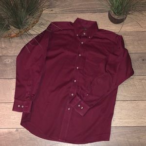 Ariat Long Sleeve, Maroon Burton Down - S